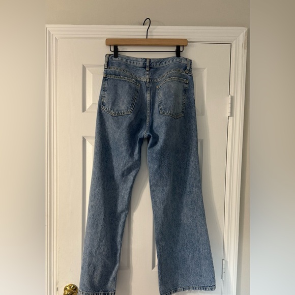 Topshop Wide Leg Jeans - Light Wash Raw Hem Size 30 - Picture 7 of 8